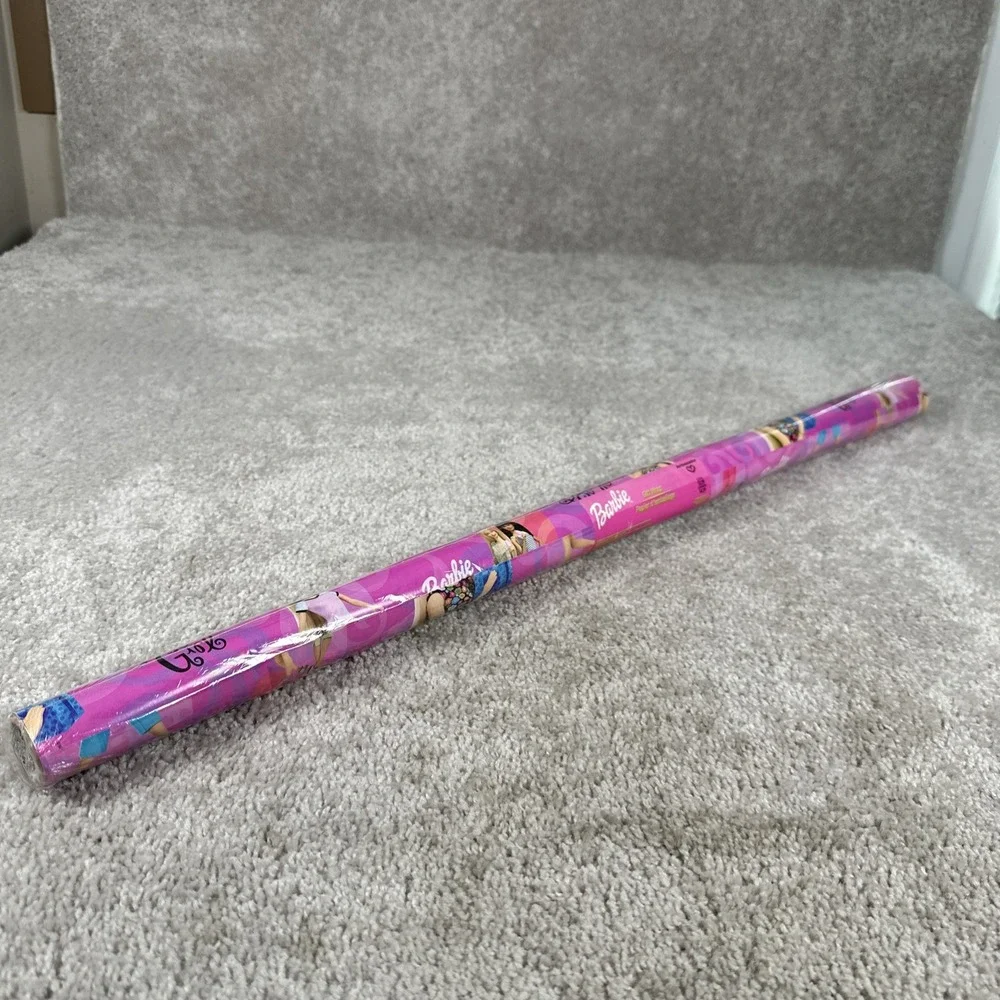 Vintage Barbie Y2K 2000 Mattel Pink Barbie Gift Wrap Wrapping Paper 15 sq ft